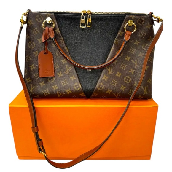 Louis Vuitton Handbags - Louis Vuitton V Tote Monogram Black Leather Canvas Shoulder Crossbody Bag